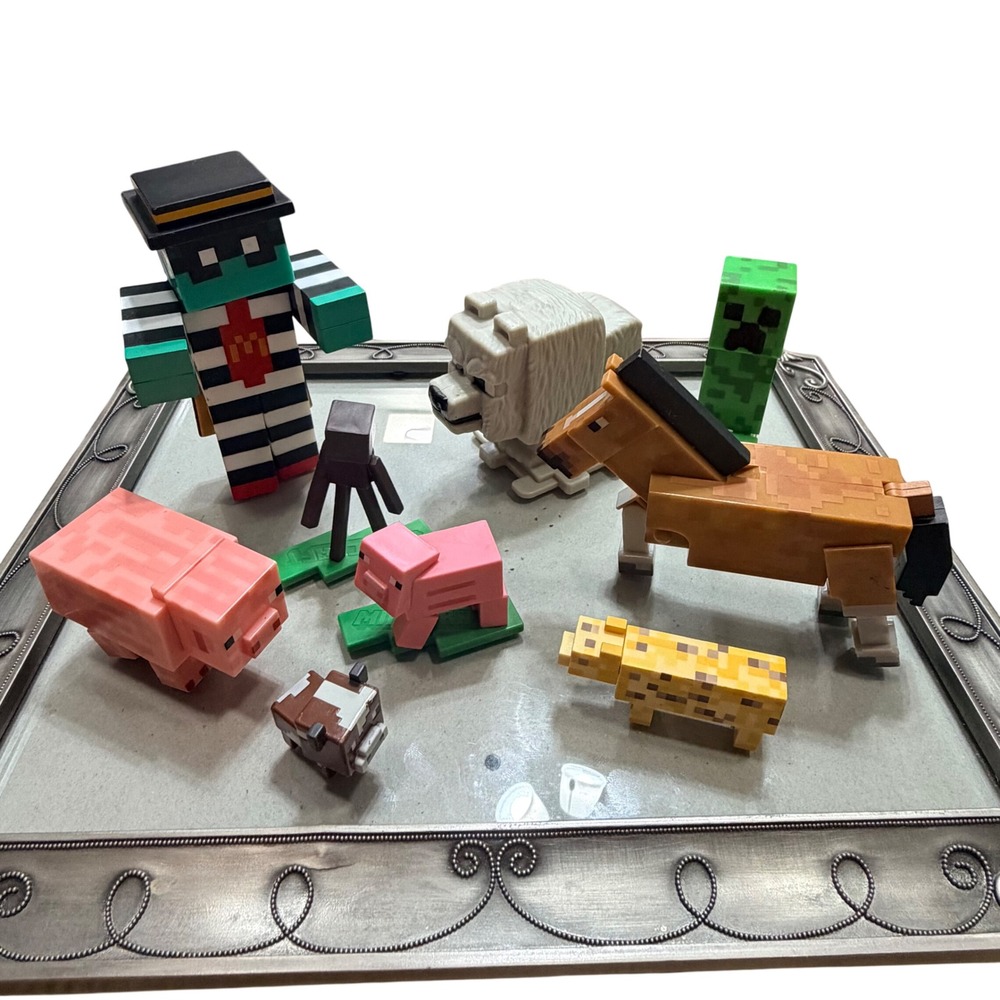 Minecraft Action Figure Lot Horse Polar Bear Creeper‎ Pig Ocelot Toy Figures